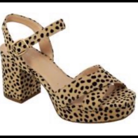 NIB! Cheetah Peep Toe Chunky Heel Retro - Picture 5 of 5
